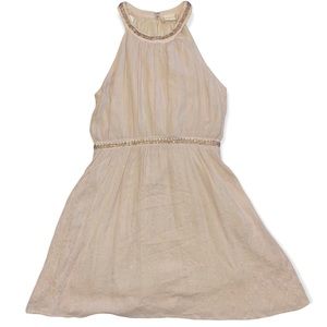 Alter’d State Blush/Rose Gold Sequined Halter Top Flowy Dress Size Medium